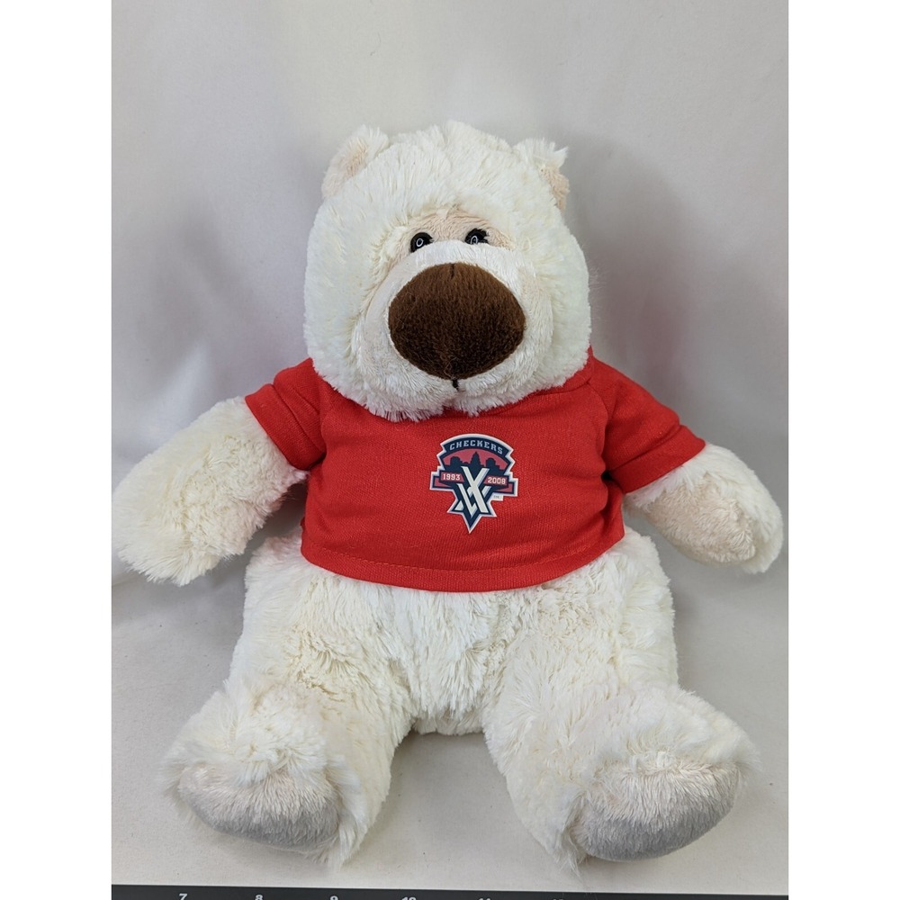 Cream Bear‎ Plush 11 Inch Red Shirt Checkers 2008 Stuffed Animal Toy